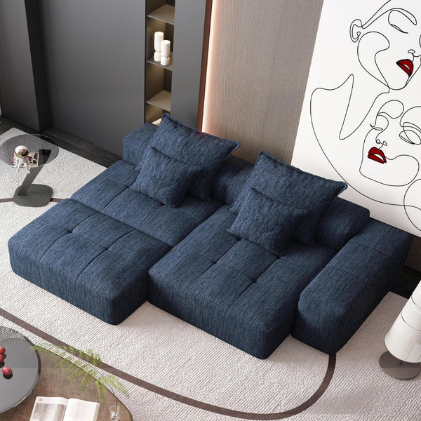 English Elm Modern Oversized Modular Sectional Sofa - Soft Chenille, 4-Piece Design, No Assembly, 4 Pillows Included W1885S00059