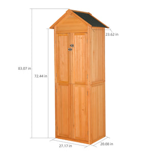 English Elm Outdoor Solid Wood Storage Shed Tall Vertical Cabinet with Lockable Doors for Backyard W3921S00001