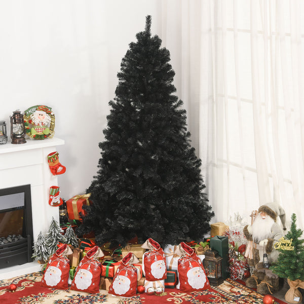 English Elm Homcom 7Ft Black Douglas Fir Artificial Christmas Tree – Realistic Tips, Gothic Charm For Holidays W2225P229343