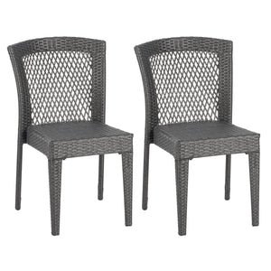 English Elm Christopher Knight Home® - FARLEY Rattan Stacking Sidechair Set of 2 — Durable 300 lb Capacity, Beige Woven Design, Easy Assembly Grey N762P234585E