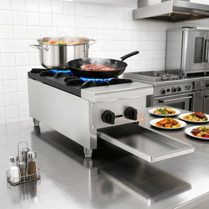 English Elm Commercial Dual Burner Stainless Steel Countertop Gas Range for Professional Kitchens W5057P394269