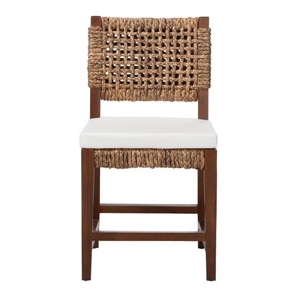 English Elm Modern Handcrafted Seagrass Woven Mahogany Counter Stool for Kitchen Island B2750P467868