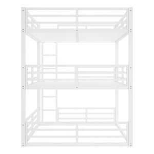 English Elm Queen Metal Triple Bunk Bed - Stylish Queen Over Queen Over Queen Design, Heavy-Duty, Safe & Quiet W1580S00167-GIGA