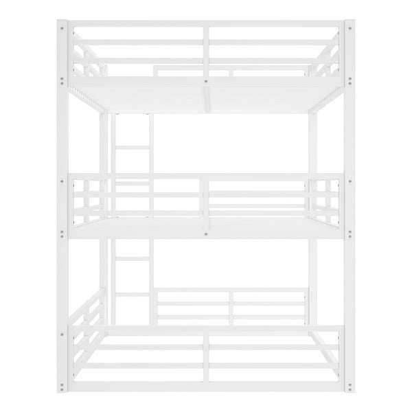 English Elm Queen Metal Triple Bunk Bed - Stylish Queen Over Queen Over Queen Design, Heavy-Duty, Safe & Quiet W1580S00167-GIGA
