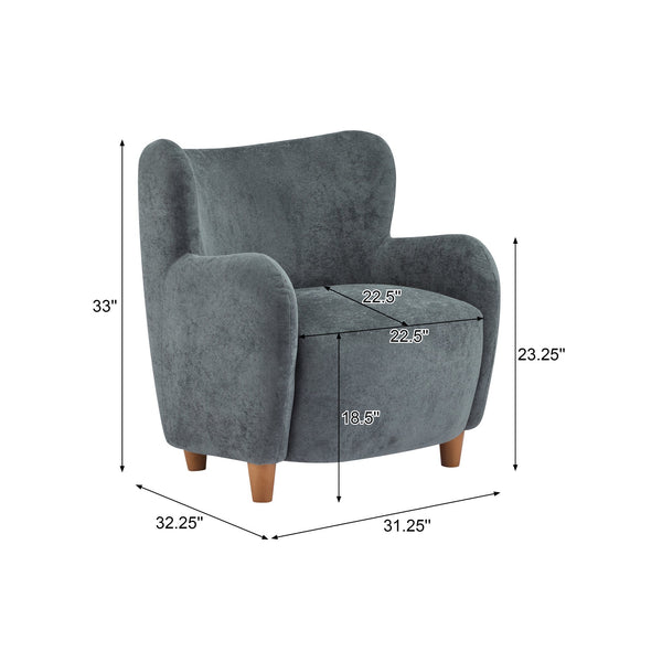 English Elm Christopher Knight Home® - Lucia Velvet Wingback Armchair with Pocket Spring Cushion, Mid-Century Birch Legs, Luxe Comfort Dawn Grey 31.5 L x 30.75 W x 30.5 H N776P205426K