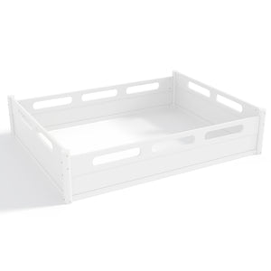 English Elm Queen Low Profile Floor Bed Pine Wood Frame Japandi Minimalist Bedroom Design White W1580P438794