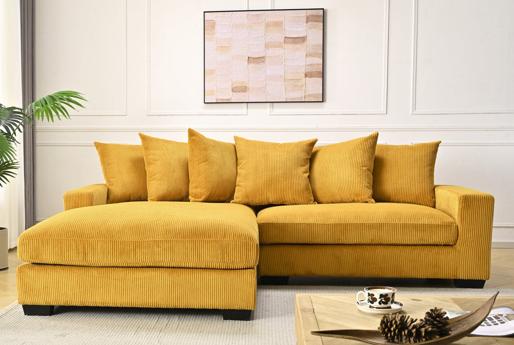 English Elm Luxe Corduroy Sectional Sofa with Left Chaise Deep Seating for Open Living Rooms B2735S00011