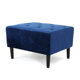 Christopher Knight Home® - Noble House - Kimiko Tufted Navy Blue Velvet Ottoman