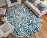 Feizy Rugs Lorrain Wool Hand Tufted Bohemian & Eclectic Rug Blue/Ivory 10' x 10' Round