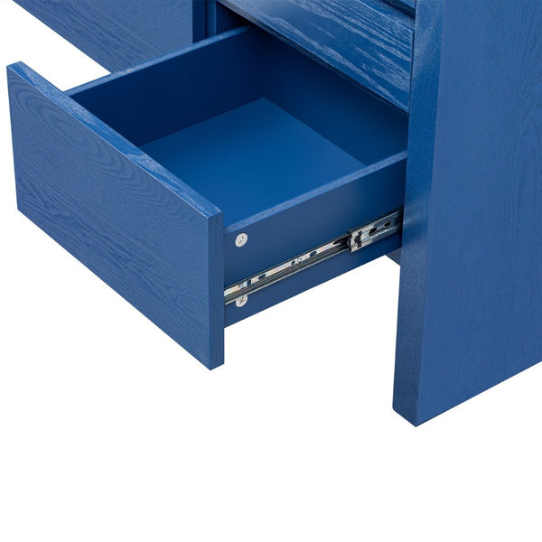 English Elm U_Style 60" Modern Sideboard With 3 Drawers & Open Shelf - Elegant Solid Ash Veneer Storage Cabinet N711P289141V-GIGA