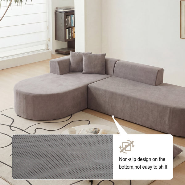 English Elm L-shaped Corduroy Sectional with Movable Ottoman Deep Foam Seats for Living Room W3670S00008