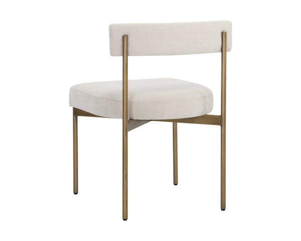 Sunpan Seneca Dining Chair Set of 2 - Modern Open Back Design with Stylish Steel Frame for Contemporary Homes Antique Brass / Danny Ivory