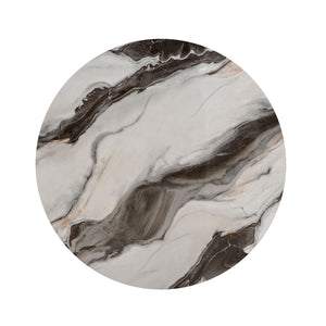 English Elm Contemporary Round Cocktail Table With Marble Top, Gold Accents & Wooden Legs For Modern Living Spaces B2741P395327