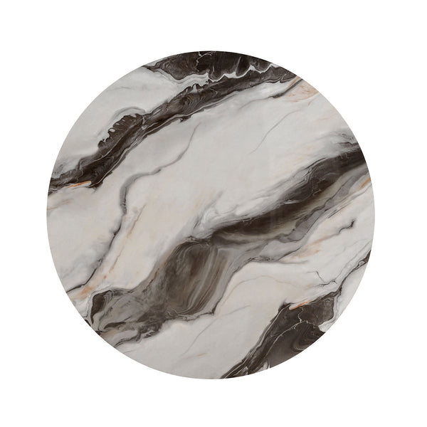 English Elm Contemporary Round Cocktail Table With Marble Top, Gold Accents & Wooden Legs For Modern Living Spaces B2741P395327