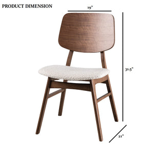 English Elm Mid-Century Upholstered Side Chair Pair with Rubberwood Frame, Curved Backrest and Cozy Seat Cushioning Beige,Walnut 40 L x 23 W x 6 H B2741P406188