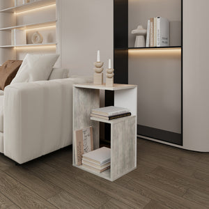 English Elm Side Table Sallis — Compact Engineered Wood Accent Table with Open Shelf, Portable Space-Saving Design Gray B092P309175
