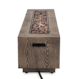 Christopher Knight Home® - Noble House - Wellington Outdoor 50,000 Btu Rectangular Fire Pit (No Tank Holder), Brown Wood Pattern