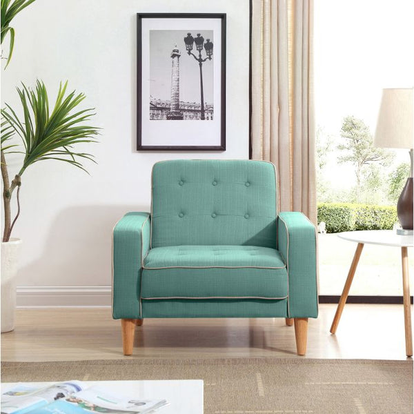 English Elm Contemporary PU Track Arm Chair Bed with Sleek Arms, Space-Saving Convertible Design and Easy Assembly Teal 34 L x 17 W x 12 H B078S00473