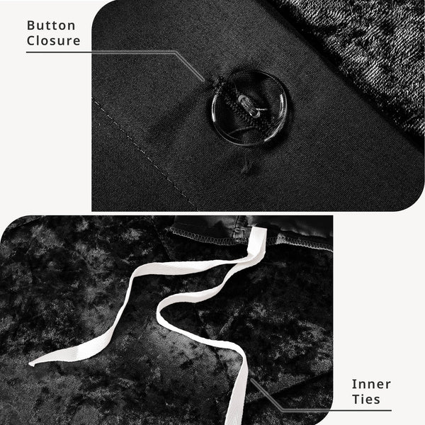 JLA Home Intelligent Design - Velvet Quilted Diamond Duvet Cover Set with Oblong Throw Pillow, Luxe Crushed Velvet Texture, Secure Closure and Easy Care Black ID12-2057