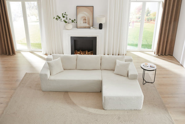 English Elm L-Shaped Modular Sectional Sofa – Effortless Comfort, No Assembly, Plush Corduroy For Living Spaces W2339P294925