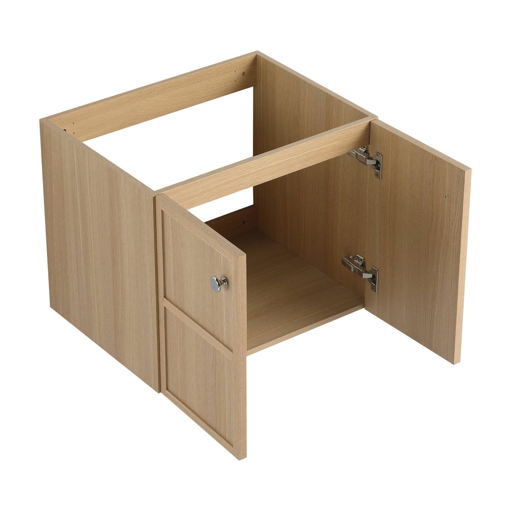 English Elm 24" Wall Vanity Cabinet Oak Finish, Wall-Mounted Floating Design, 2 Soft-Closing Doors, Plywood W1972P265272