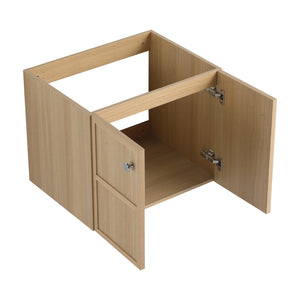 English Elm 24" Wall Vanity Cabinet Oak Finish, Wall-Mounted Floating Design, 2 Soft-Closing Doors, Plywood W1972P265272