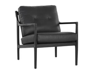 Sunpan Gilmore Lounge Chair - Bold Mid-Century Design with Solid Oak Frame and Luxurious Leather Seatback Black / Black Leather