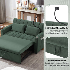 English Elm 55.9" Convertible Sleeper Loveseat with Usb Ports Cup Holders and Swivel Phone Mount N719P400685F