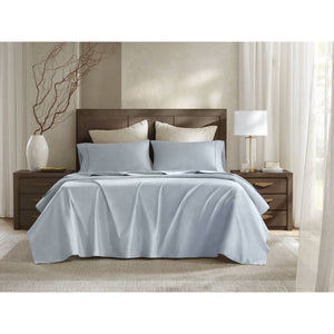 English Elm 4 Pieces Queen Sateen Sheet Set In Calming Blue | Luxurious Egyptian Cotton For Ultimate Comfort B035P381320