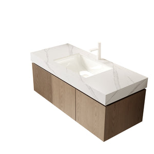 English Elm 48" Muri Spa Inspired Bathroom Vanity Cabinet Plywood Double Door Soft Close Storage W2615P406383
