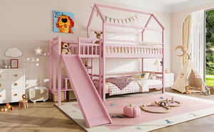 English Elm Full Bunk Bed with Trundle Bookshelf Storage Pine Frame Car Design for Kids W1580S00302