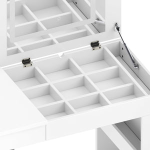 English Elm Vanity LED Mirror Desk with Flip-Top Dual Function, 7 Drawers & Multiple Shelves for Organized Glam White 32.28 L x 19.69 W x 8.86 H N733S363650K