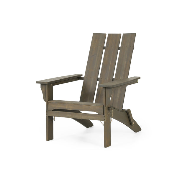 English Elm Zuma Solid Acacia Foldable Adirondack Chair Rustic Outdoor Lounger for Deck or Patio 68319.00GRY
