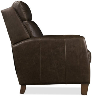 Hooker Furniture Jacklyn Aniline Top Grain Leather Power Recliner With Pop-Up Headrest, Nailhead Trim & Bustle Back Brown RC822-PH-029