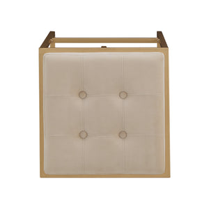 Homelegance By Top-Line Piper Gold Finish Velvet Button Tufted 29" Bar Height Stools (Set of 2) Beige Engineered Wood