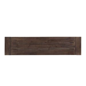 English Elm Dark Acacia Slatted Dining Bench Handcrafted with Iron Frame for Farmhouse Spaces 54562.00MP1SBRN