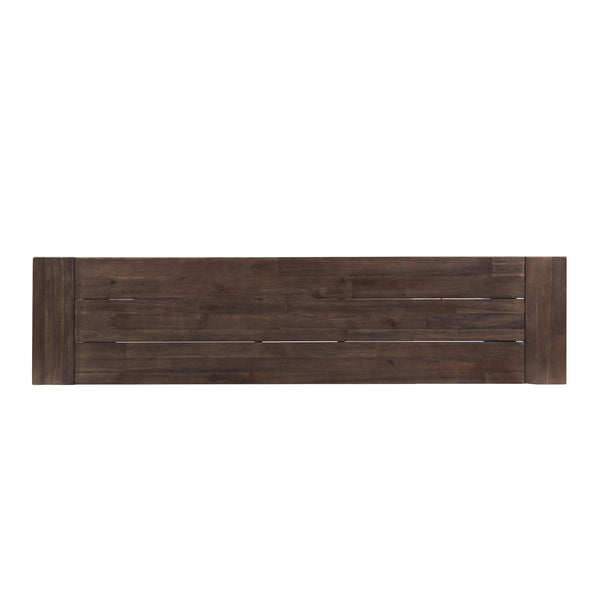 English Elm Dark Acacia Slatted Dining Bench Handcrafted with Iron Frame for Farmhouse Spaces 54562.00MP1SBRN