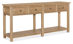 Hooker Furniture Driftwood Rustic Sideboard Buffet With Self-Closing Drawers, Removable Silverware Tray, Oak Finish Light Wood 6820-75900B-80