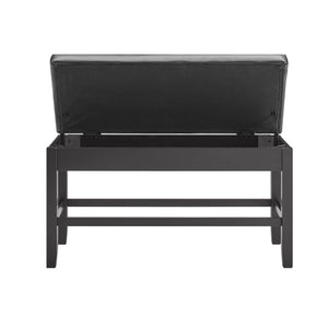 English Elm Steve Silver - Carrara Upholstered Storage Counter Bench in Black Faux Leather with Lift-Top Seat for 3 Adults B081P157436
