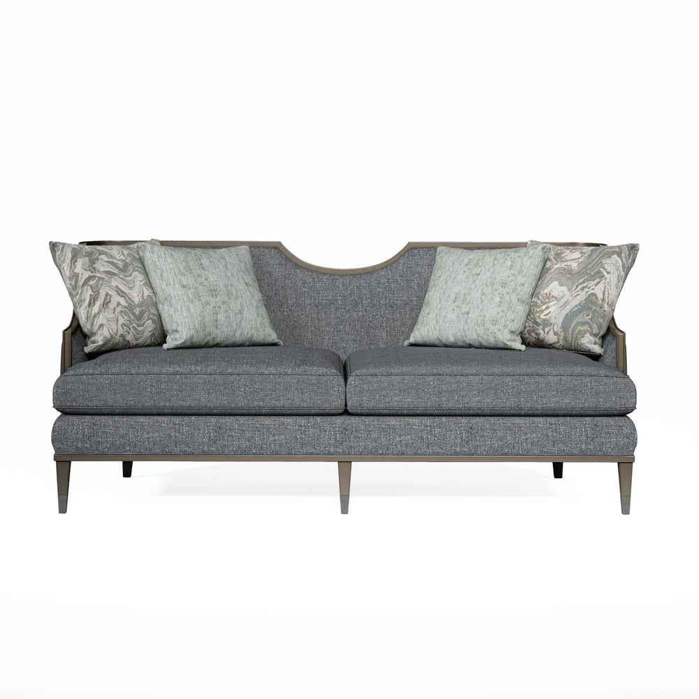 A.R.T. Furniture Harper Mica Sofa - Transitional Glam Design With Luxe Cushions, Lichen Fabric & Stylish Pillows Blue Rubberwood Solids,Foam,Fabric,Metal 161501-5743aa