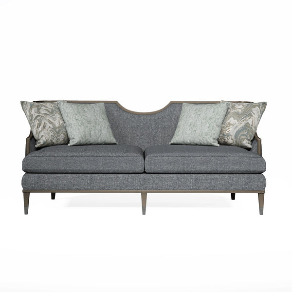 A.R.T. Furniture Harper Mica Sofa - Transitional Glam Design With Luxe Cushions, Lichen Fabric & Stylish Pillows Blue Rubberwood Solids,Foam,Fabric,Metal 161501-5743aa
