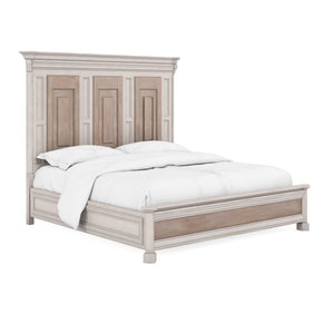 A.R.T. Furniture Alcove Panel Bed In Belgian Ivory & Washed Maple - Sophisticated Design With Decorative Detailing Light Brown, White Acacia Solids,Maple Veneers 321135-2801