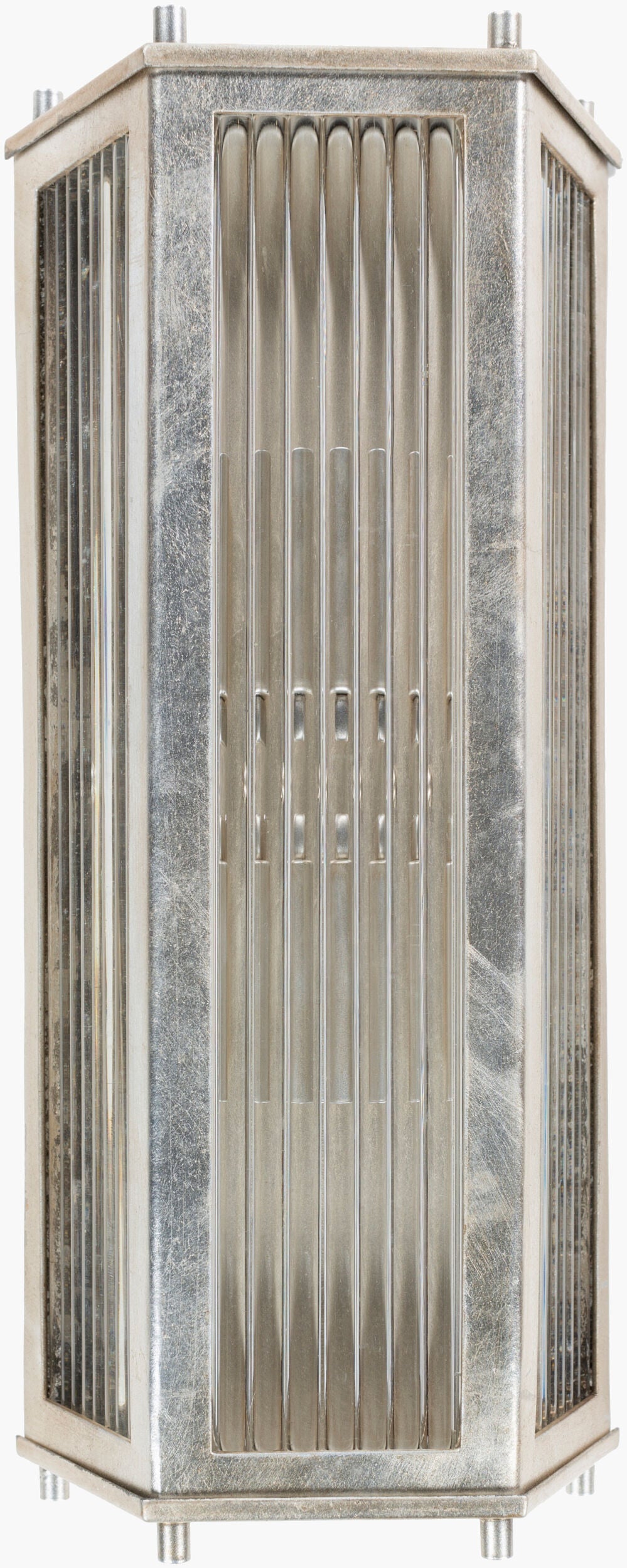 Surya Ellen Modern Wall Sconce: 4"L X 7"W X 15"H Elegant Lighting For A Stylish Home Décor Revitalization Fixture, Metallic ,Silver Iron,Glass Een-002