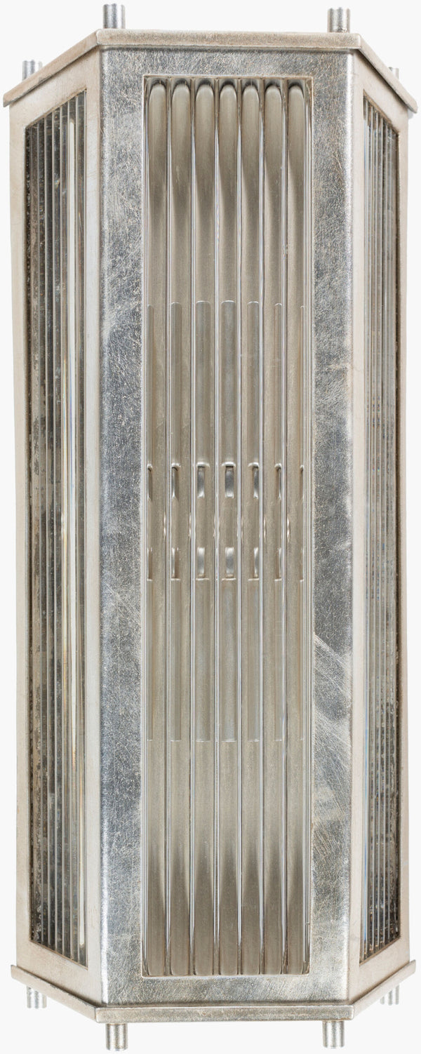 Surya Ellen Modern Wall Sconce: 4"L X 7"W X 15"H Elegant Lighting For A Stylish Home Décor Revitalization Fixture, Metallic ,Silver Iron,Glass Een-002