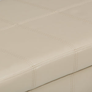 English Elm Amelia Storage Ottoman Bench with Hidden Compartment, Nailhead Trim, Stitched Faux Leather Seat Beige B136P159107