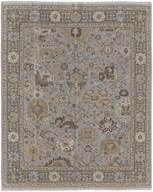 Feizy Rugs Corbitt Classic Hand Knotted Wool Oriental Rug – Elegant Persian Design For Timeless Living Spaces Blue,Gold,Gray Wool Cor0612fbluglde50