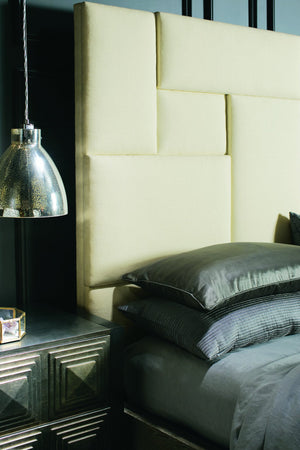 Bernhardt Bernhardt Mosaic King Panel Bed With Upholstered Mondrian Headboard And Quartered Oak Cerused Finish K1063