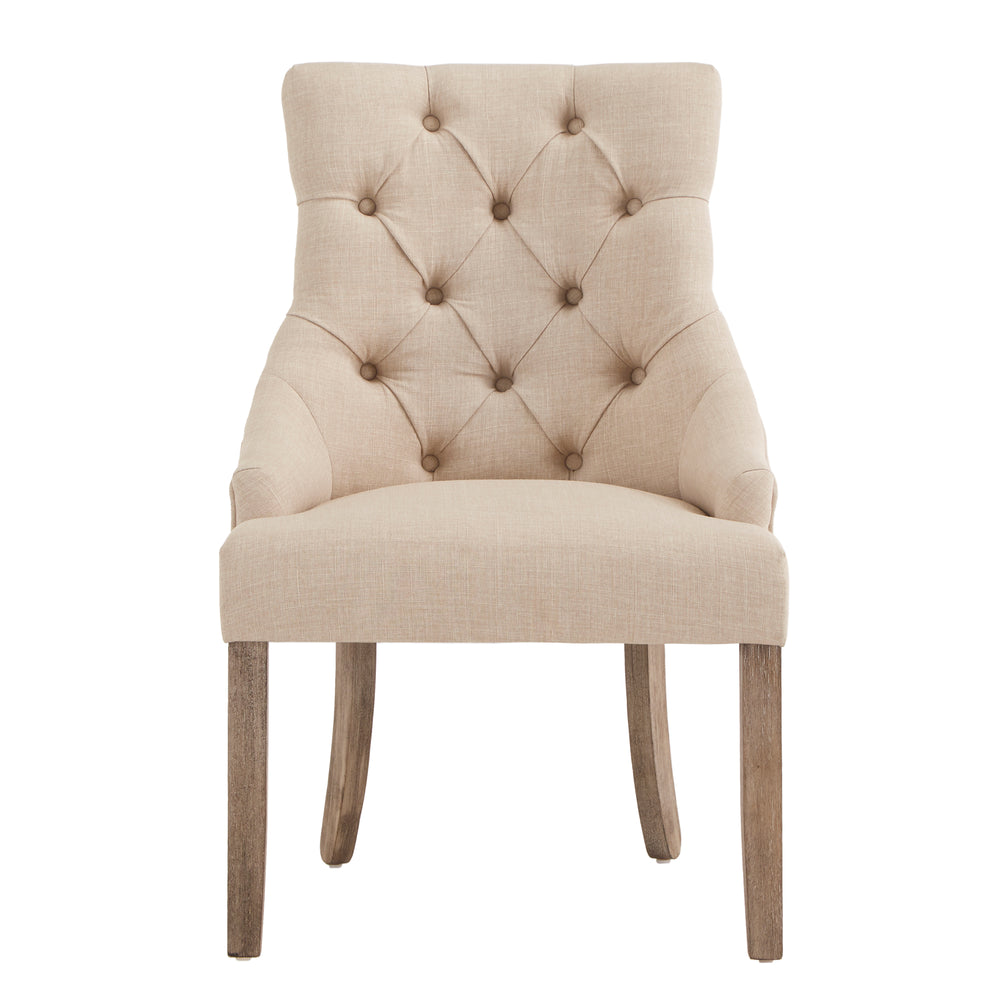 Homelegance By Top-Line Ophilia Linen Curved Back Tufted Dining Chairs (Set of 2) Grey Wood