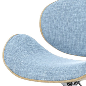 English Elm Marana - Stylish Adjustable Bentwood Swivel Bar Stool In Denim Blue With Chrome Base & Footrest B136P158932