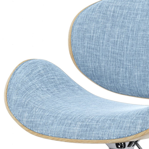 English Elm Marana - Stylish Adjustable Bentwood Swivel Bar Stool In Denim Blue With Chrome Base & Footrest B136P158932